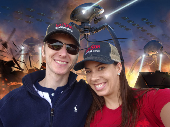 Dave and Mindy have been waiting for an alien invasion just so they could show off their LarsonEd hats.
